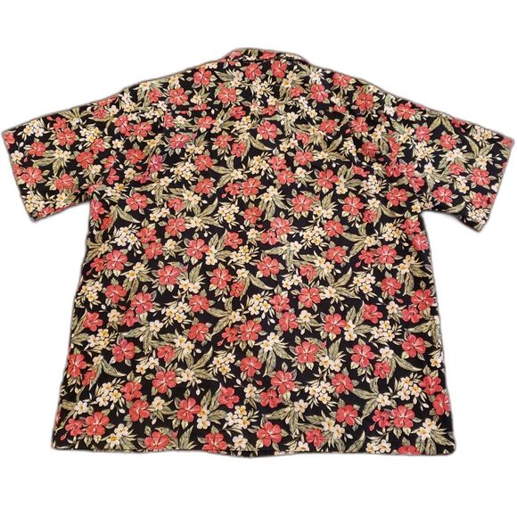Hilo Hatties Men Hawaiian Shirt Black Pink Hibiscus Print Size XL - Picture 5 of 8